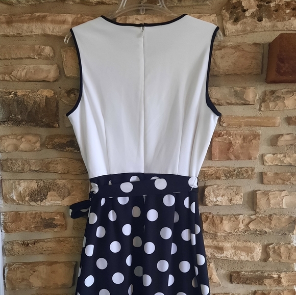 Shelby & Palmer Retro Polka-dot Dress Black White Side Sash Women's Size 14 - Picture 4 of 10